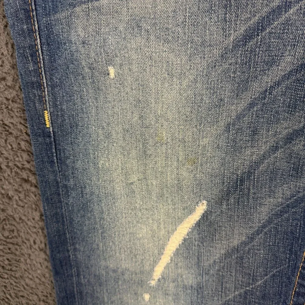 True Religion Jeans Mens 40x34 Blue Billy Super T Bootcut Made in USA DIstressed